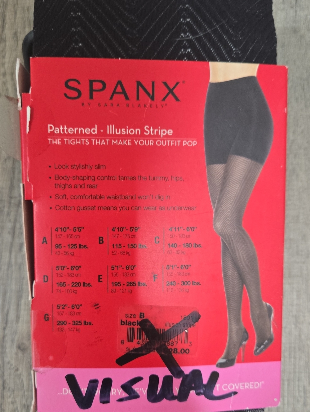 SPANX Black Patterned Illusion-Stripe Tight-End Tights - Picture 2 of 5